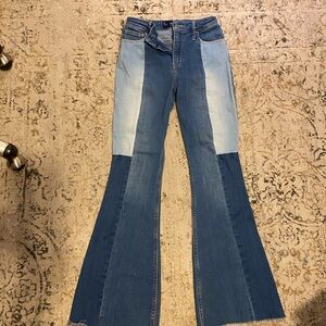 Hollister Blue Colorblock Flare Jeans